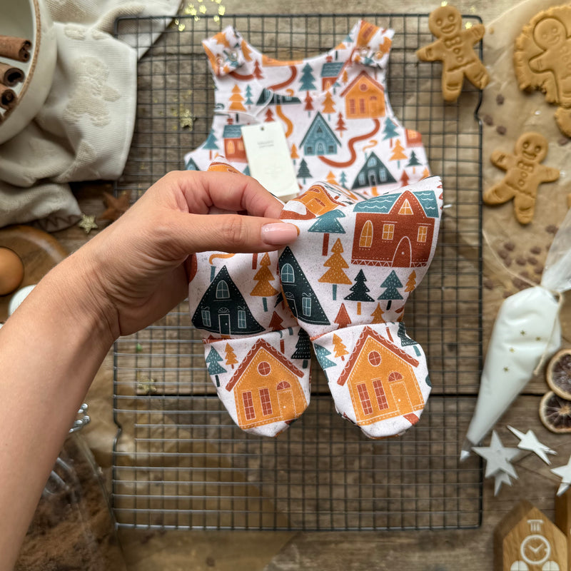 Gingerbread Village Footed Romper