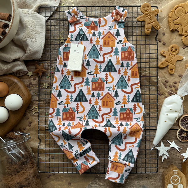 Gingerbread Village Long Romper