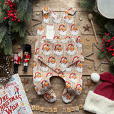 Gold Santa Stripe Footed Romper