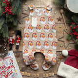 Gold Santa Stripe Footed Romper