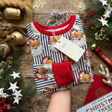 Green Santa Stripe Long BeeJamas