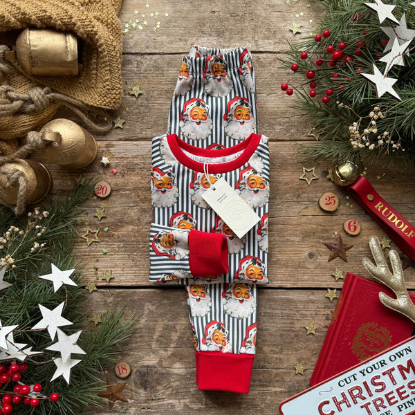 Green Santa Stripe Long BeeJamas