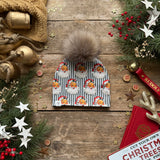 Green Santa Stripe Bobble Hat