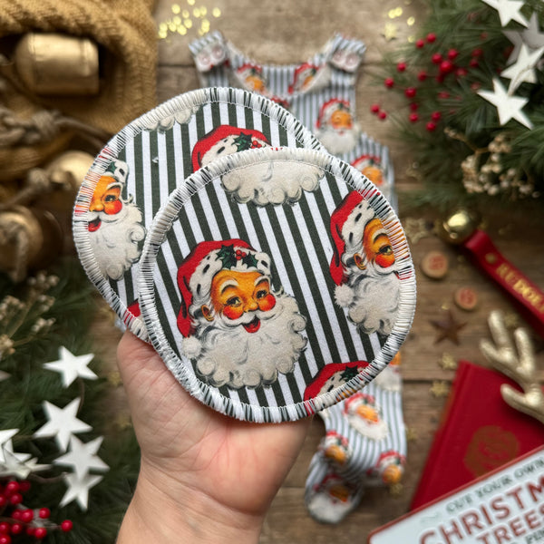Green Santa Stripe Breast Pads