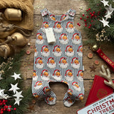 Green Santa Stripe Footed Romper