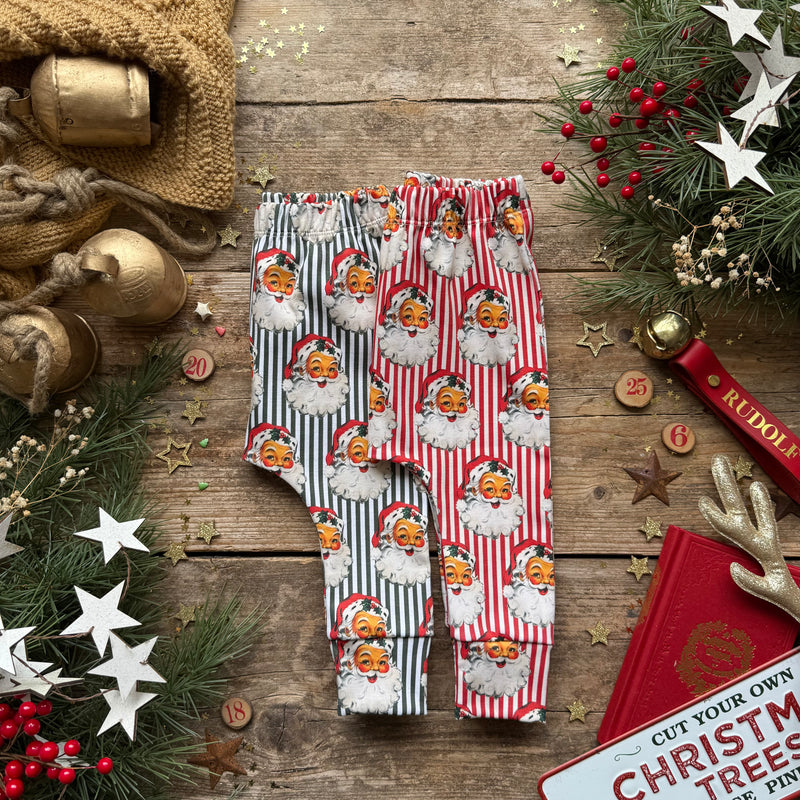 Green Santa Stripe Harem Leggings
