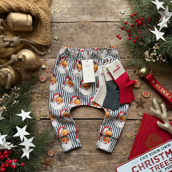 Green Santa Stripe Harem Leggings