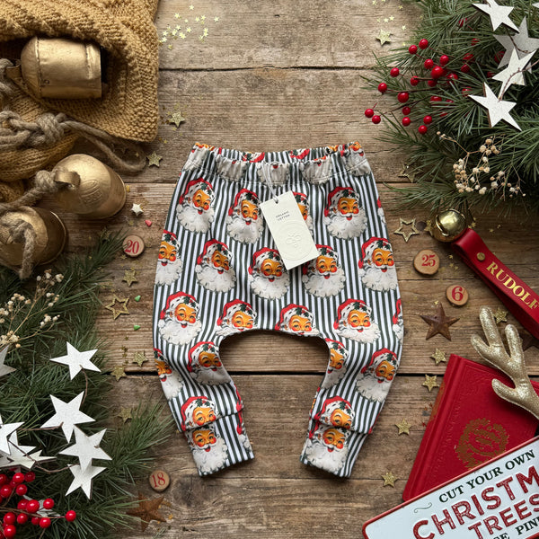 Green Santa Stripe Harem Leggings