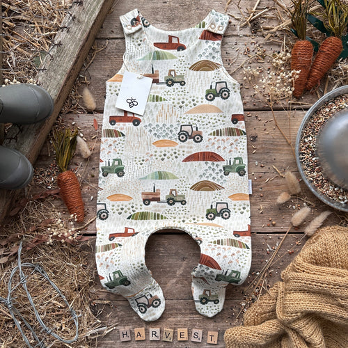 Harvest Tractor Footed Romper