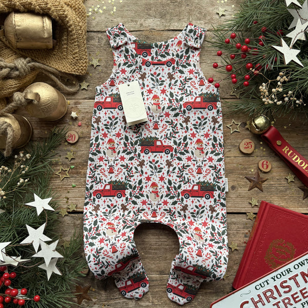 Holiday Truck Footed Romper
