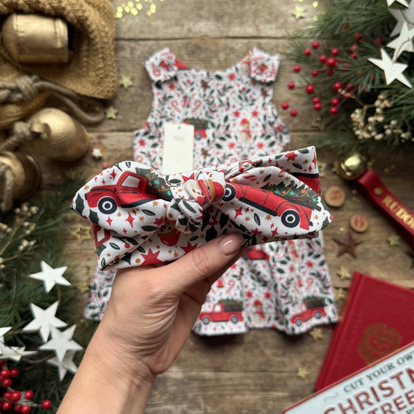 Holiday Truck Knot Bow Headband