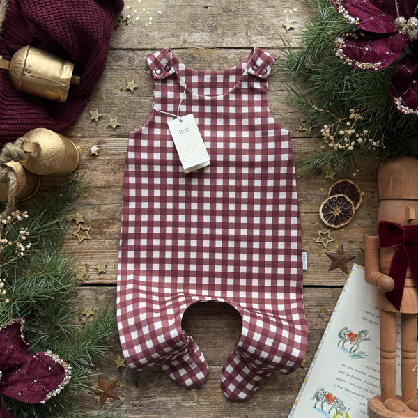 Mulberry Check Footed Romper