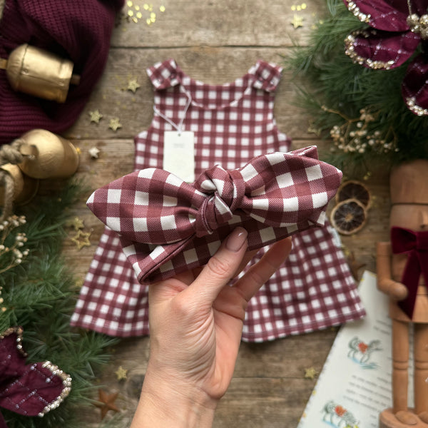 Mulberry Check Knot Bow Headband