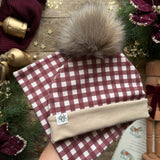 Mulberry Check Bobble Hat
