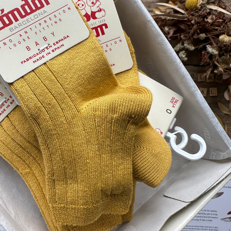 Cotton Rib Ankle Socks | Mustard