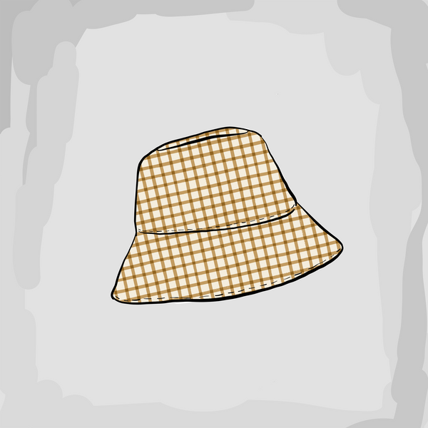 Mustard Gingham Bucket Sun Hat