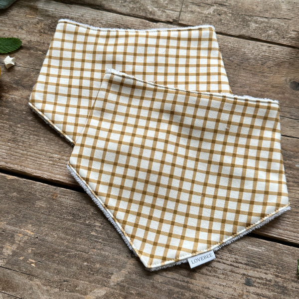 Mustard Gingham Dribble Bib