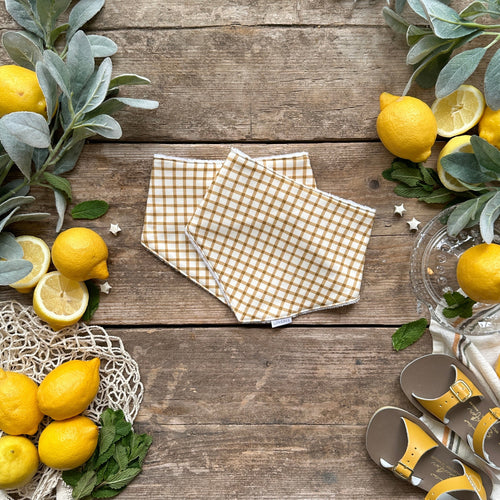 Mustard Gingham Dribble Bib