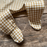 Mustard Gingham Footed Romper