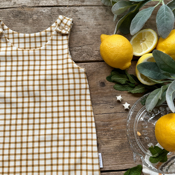 Mustard Gingham Long Romper