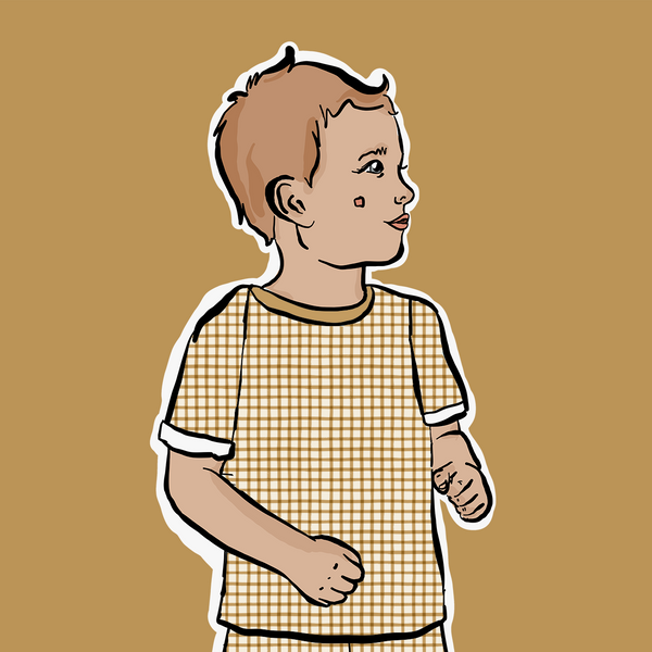 Mustard Gingham T-Shirt | Short Sleeve