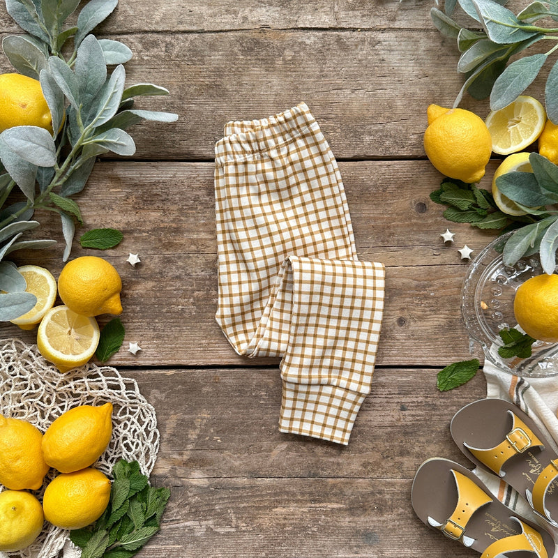 Mustard Gingham Slim Leggings