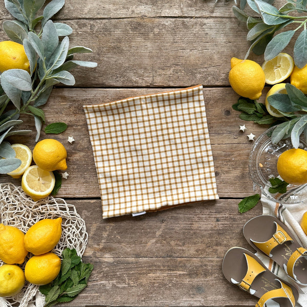 Mustard Gingham Printed Snood