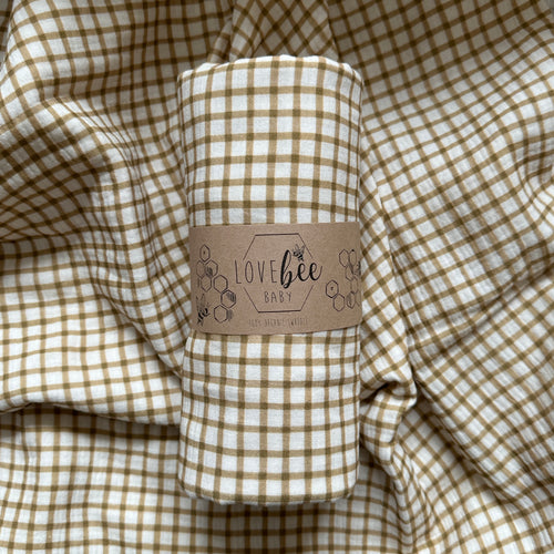 Mustard Gingham Organic Double Gauze Swaddle | BRAND NEW