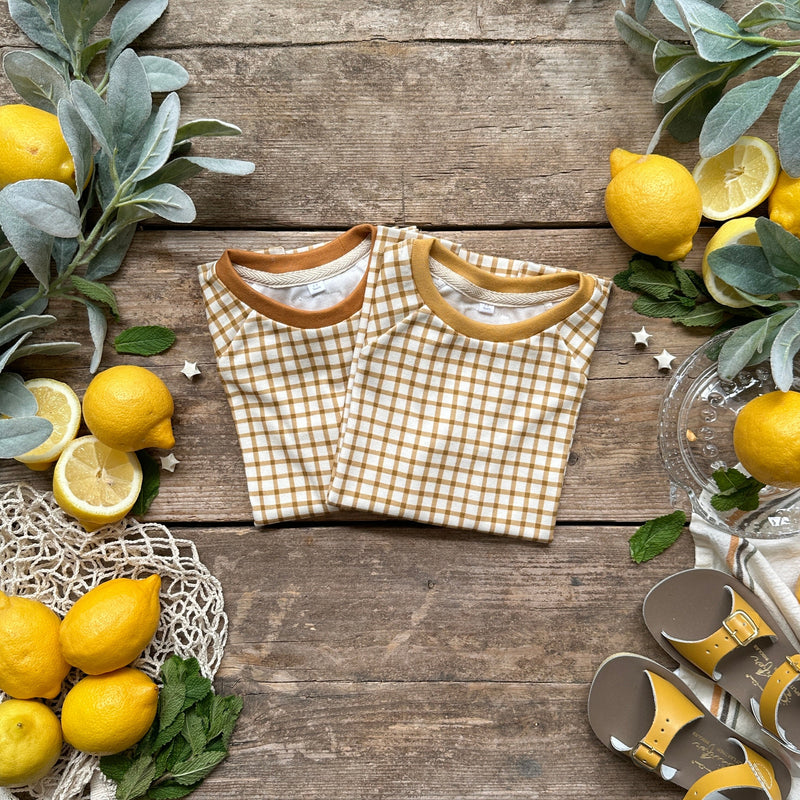Mustard Gingham Long Top