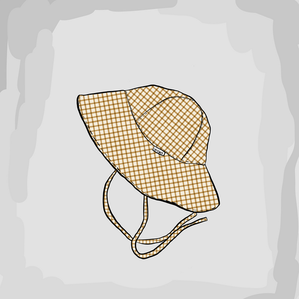 Mustard Gingham Brimmed Sun Hat