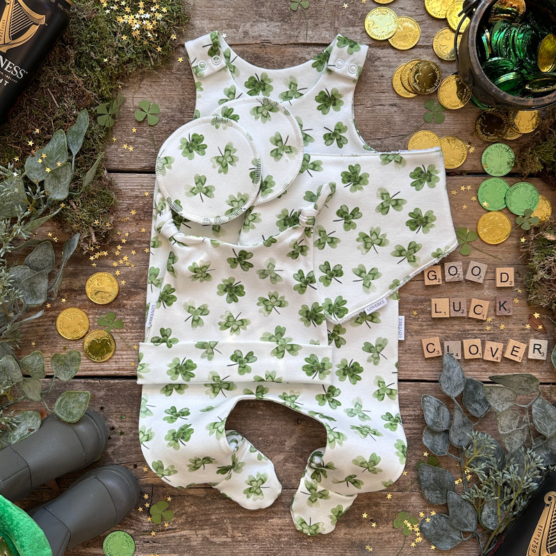 Good Luck Clover footed Romper
