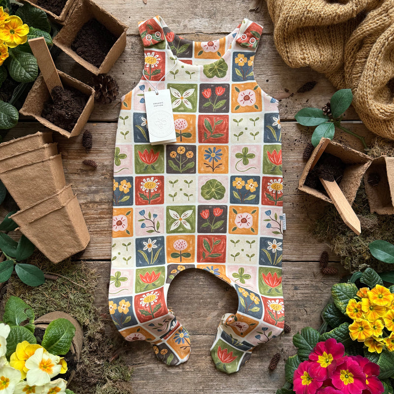 Patchwork Blooms Footed Romper | Ready To Post