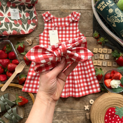 Picnic Check Knot Bow Headband