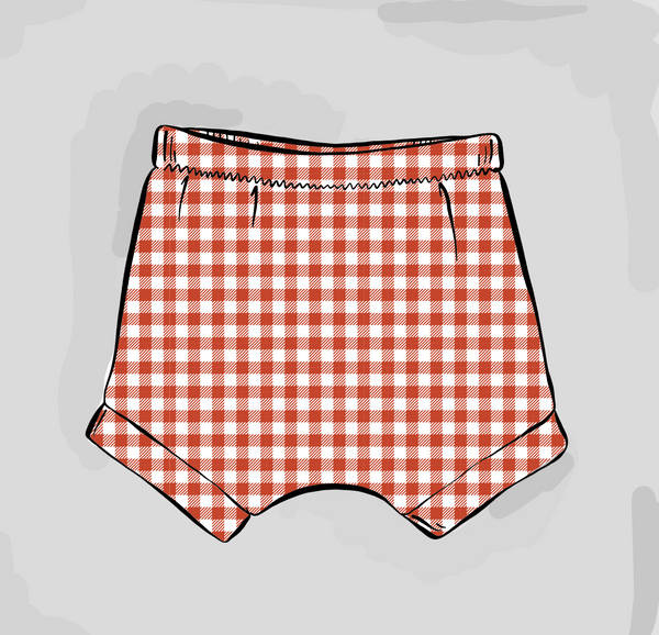 Red Gingham Cuffed Shorts