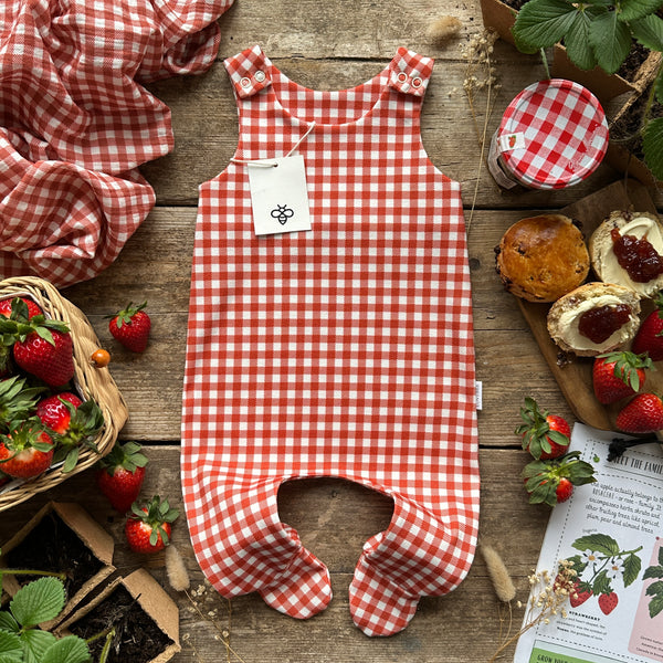Red Gingham Footed Romper