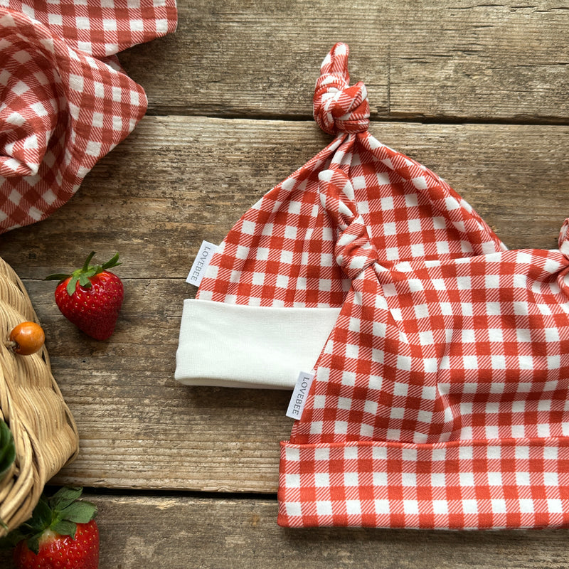 Red Gingham Knotted Hats