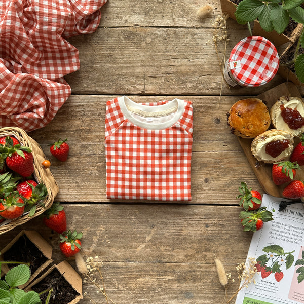 Red Gingham T-Shirt | Long Sleeve