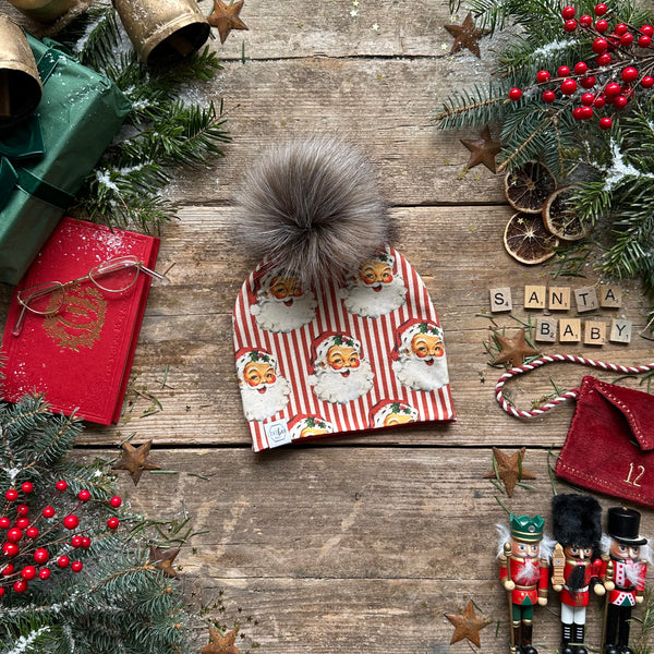 Red Santa Stripe Bobble Hat