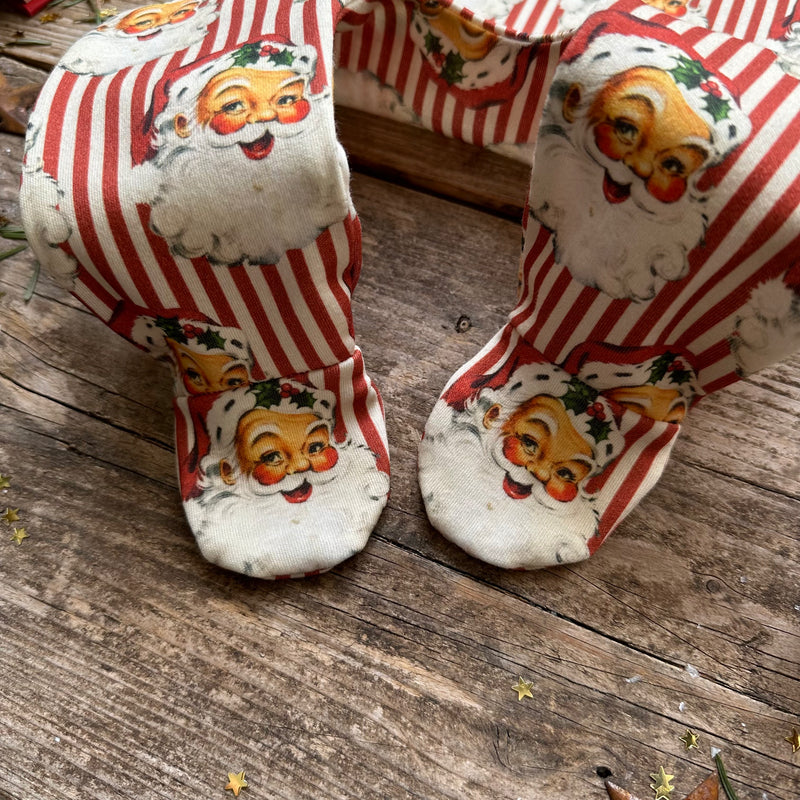Red Santa Stripe Footed Romper