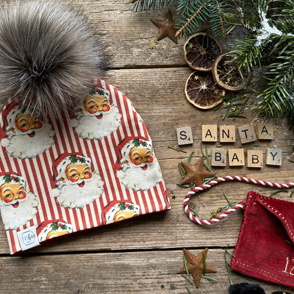 Red Santa Stripe Bobble Hat