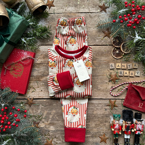 Red Santa Stripe Long BeeJamas