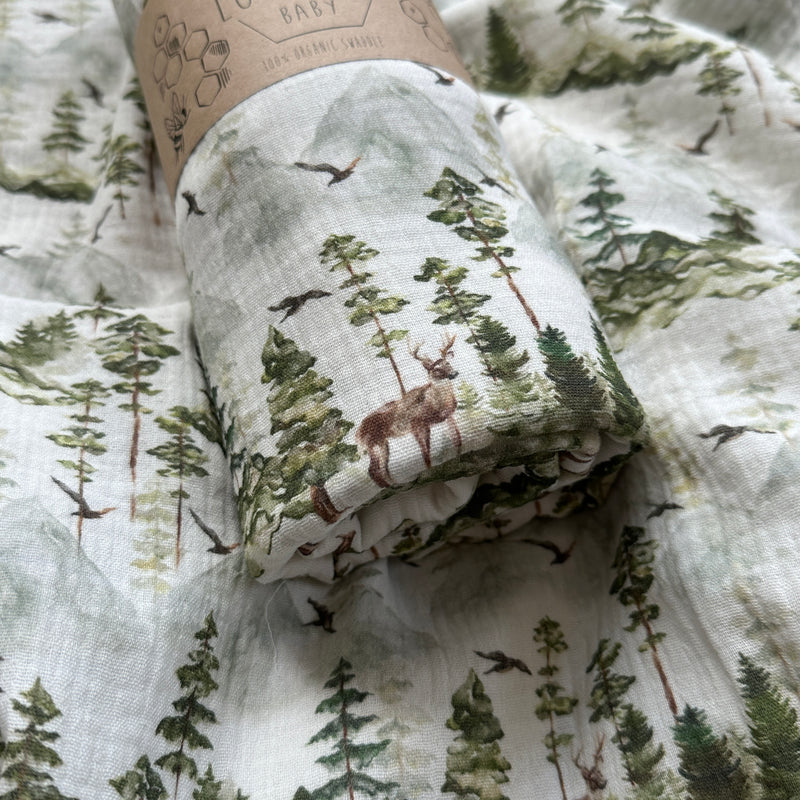 Stag Mountain Organic Double Gauze Swaddle | BRAND NEW