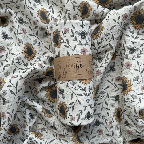 Sunflower Bee Organic Double Gauze Swaddle | BRAND NEW