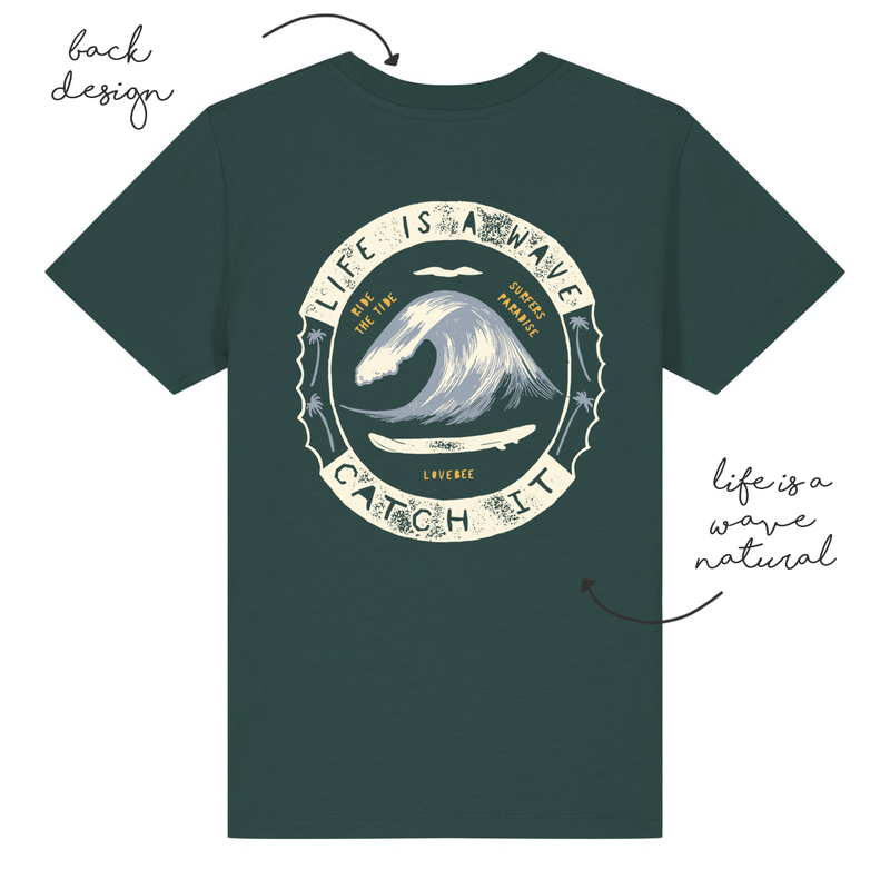 LoveBee T-Shirts | Life Is A Wave | Sea Green