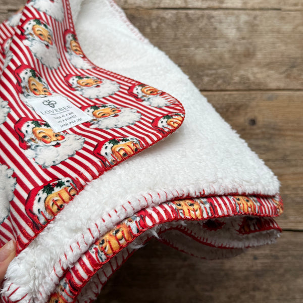 Red Santa Stripe Teddy Blanket