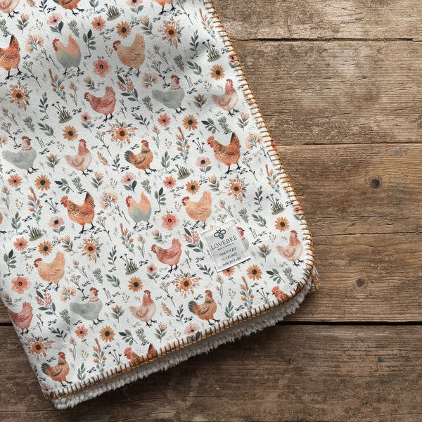 Chicken Meadow Teddy Blanket