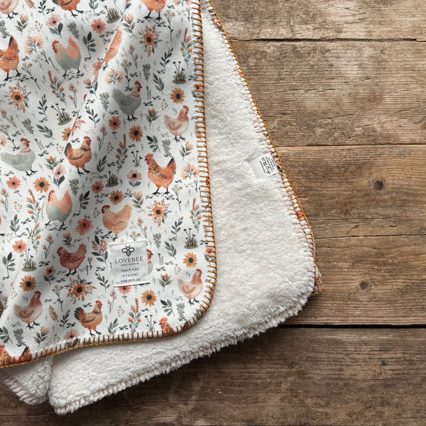 Chicken Meadow Teddy Blanket