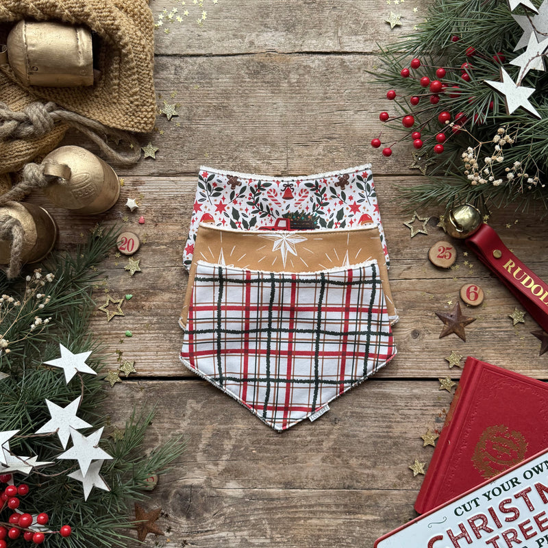 3 Set Dribble Bibs | Holly Jolly Collection