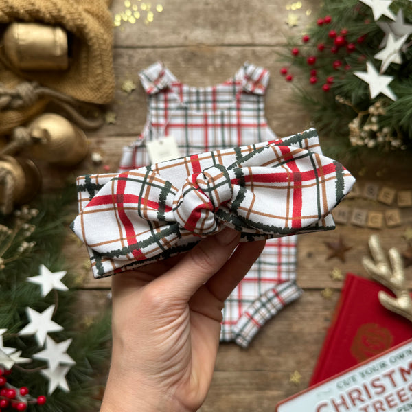 Tinsel Check Knot Bow Headband
