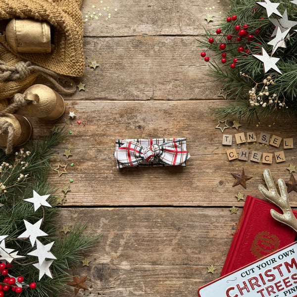 Tinsel Check Knot Bow Headband